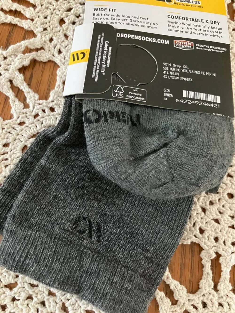 New Men’s Sz. XXL ¼ Sock The Wide Width Sock made in the USA